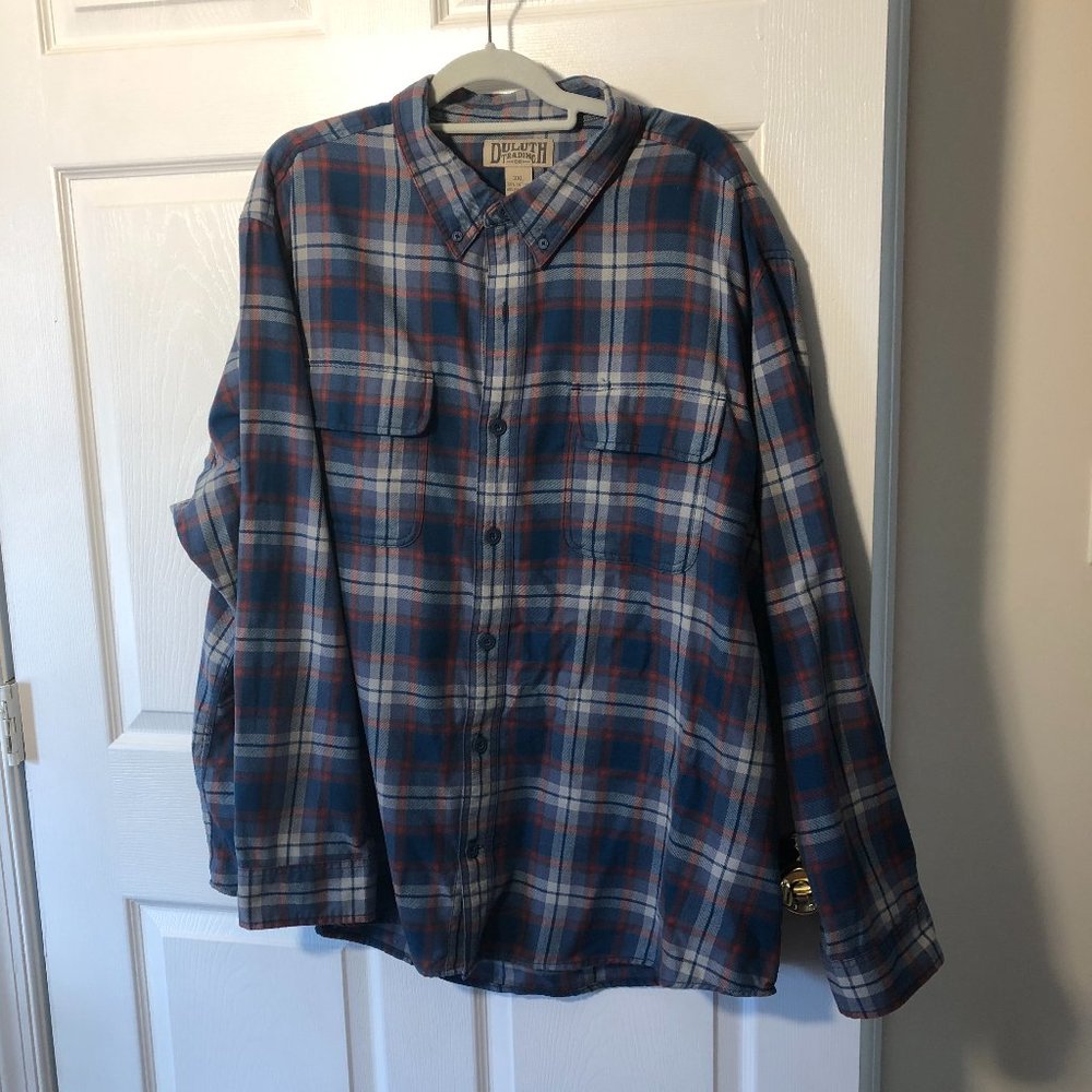 Duluth Trading men long sleeve plaid motive flannel shirt, 2XL